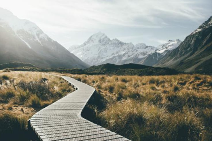 Boardwalk in mount cook national park south island new zealand